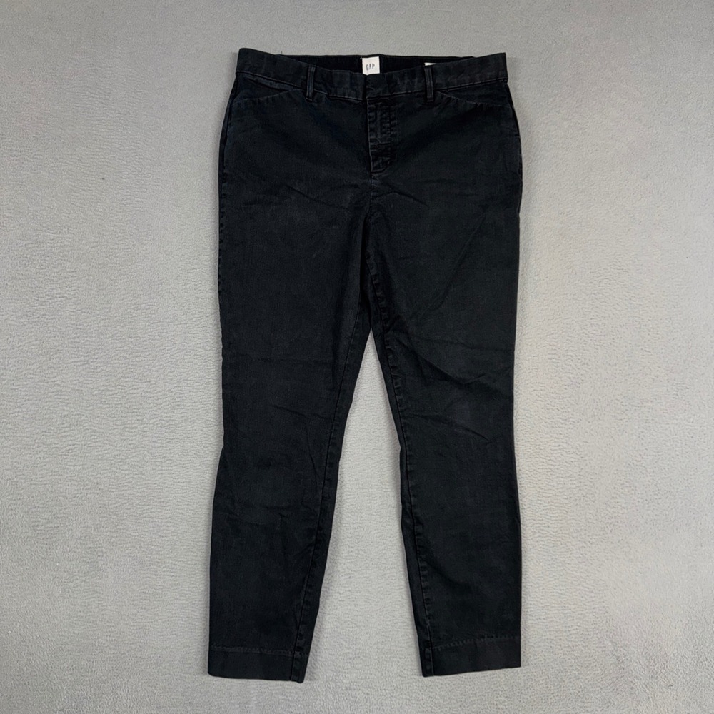 Gap Pants Womens 10 Black Signature Skinny Ankle Khaki Chino Cotton Blend